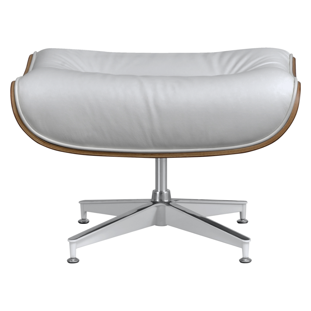 Cavel Lounge Chair Ottoman / Hocker Wit Leer | Walnoot Schaal