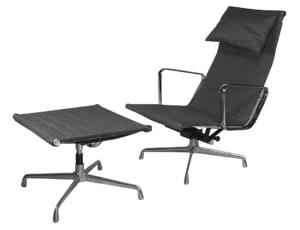 Privé: Eames EA 124 Lounge Chair EA 125 Ottoman Grijs Linnen (verwijderen)