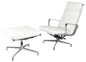 Privé: Eames EA 222 Softpad Lounge Chair EA 223 Ottoman Wit Leer (verwijderen)