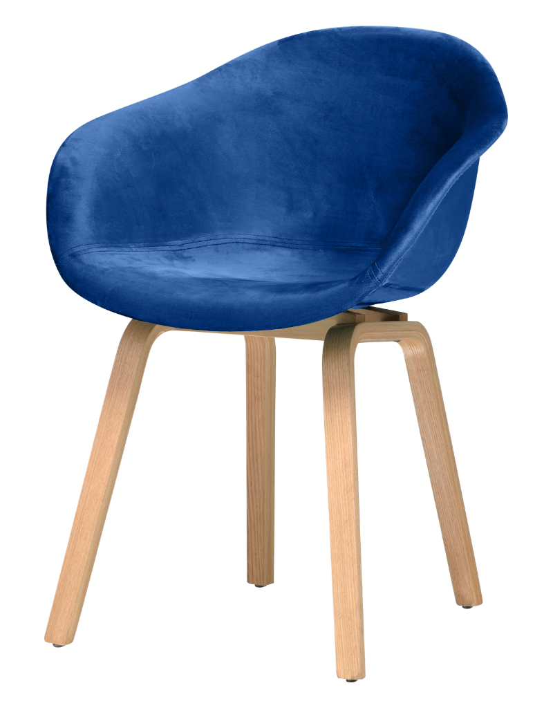 HEJ Chair Wood | Kings Blue Velvet