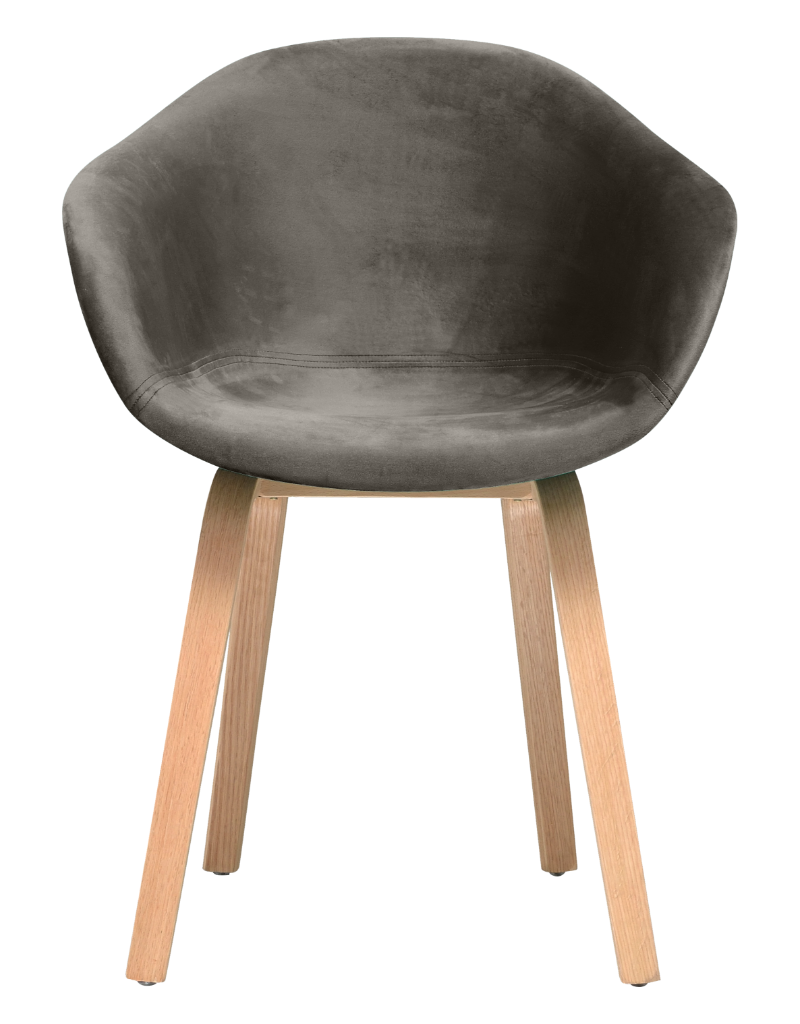 HEJ Chair Wood | Elegant Silver Velvet
