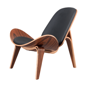 Shelldon Chair Palissander - Zwart Leer