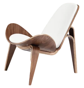 Shelldon Chair Walnoot – Wit Leer