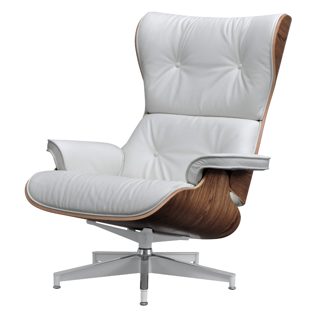 Cavel Lounge Chair Wit Leer | Walnoot Schalen