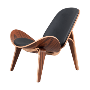Shelldon Chair Palissander – Zwart Leer